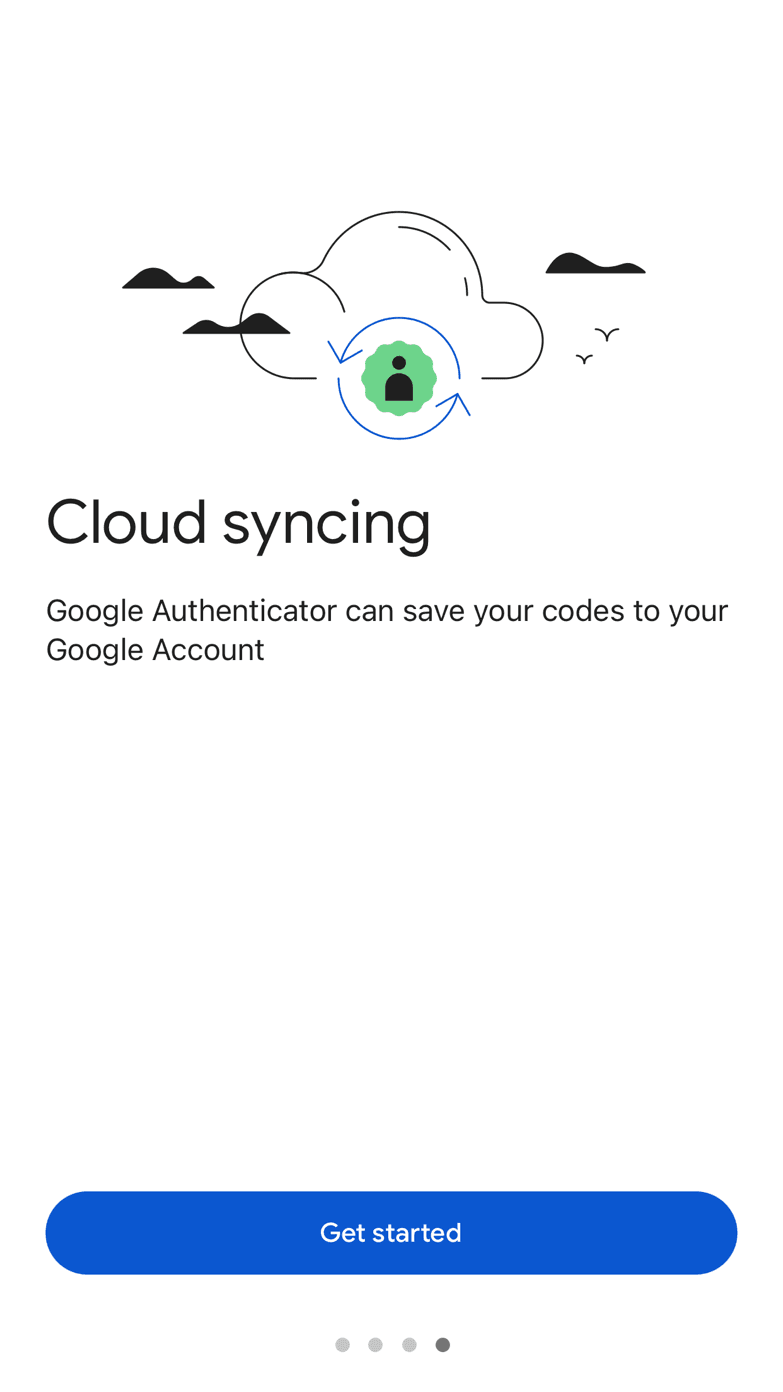نمای معرفی همگام‌سازی اختیاری کدها در Google Authenticator